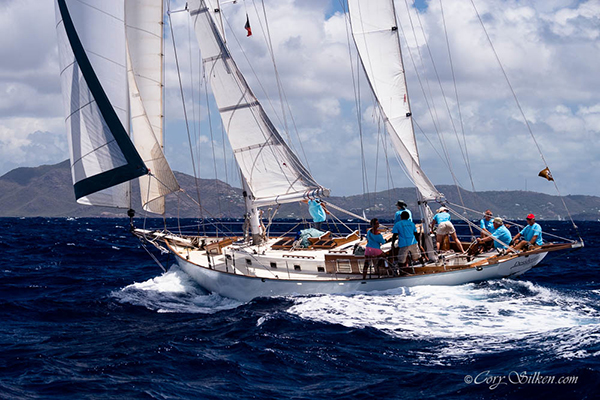 Desiderata sailing in the Old Road Race at the Antigua Classic Yacht Regatta.