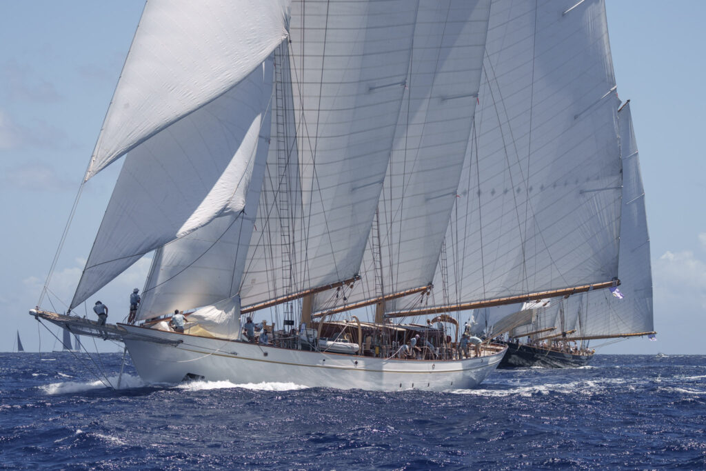 Photograph of the yacht Adix racing at the 2026 St. Barths Bucket ©2026 Martin Baum – Pantaenius.