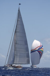 Photograph of the yacht Rosehearty racing at the 2026 St. Barths Bucket ©2026 Martin Baum – Pantaenius.